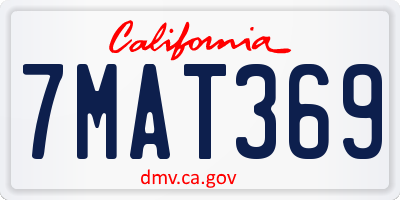 CA license plate 7MAT369