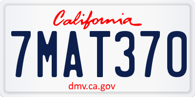 CA license plate 7MAT370