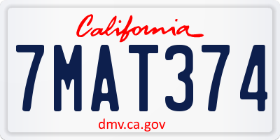 CA license plate 7MAT374