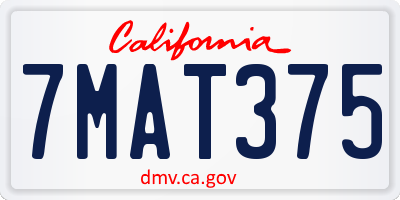 CA license plate 7MAT375