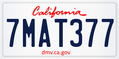 CA license plate 7MAT377