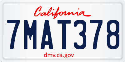CA license plate 7MAT378