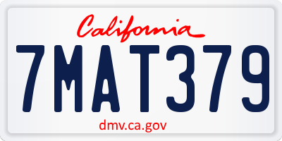 CA license plate 7MAT379