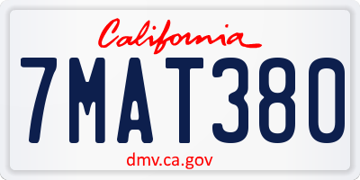 CA license plate 7MAT380