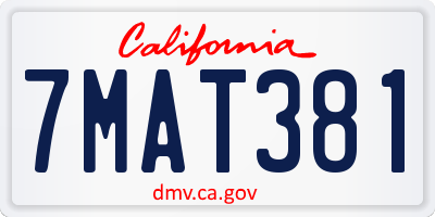 CA license plate 7MAT381