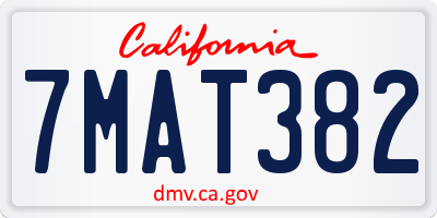 CA license plate 7MAT382