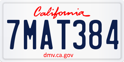 CA license plate 7MAT384