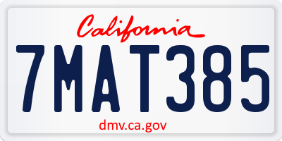 CA license plate 7MAT385