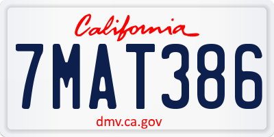 CA license plate 7MAT386