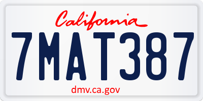 CA license plate 7MAT387