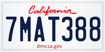 CA license plate 7MAT388