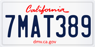 CA license plate 7MAT389