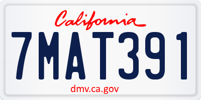 CA license plate 7MAT391