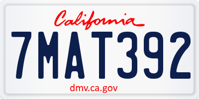 CA license plate 7MAT392