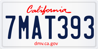 CA license plate 7MAT393