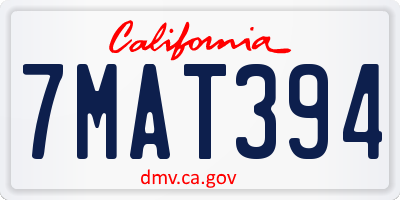 CA license plate 7MAT394