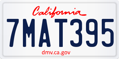 CA license plate 7MAT395