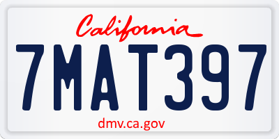 CA license plate 7MAT397