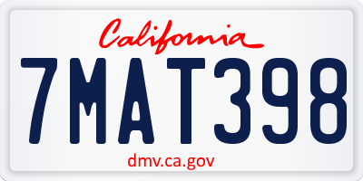 CA license plate 7MAT398