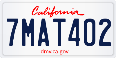 CA license plate 7MAT402