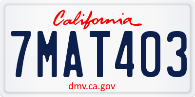 CA license plate 7MAT403