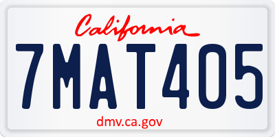 CA license plate 7MAT405