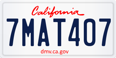 CA license plate 7MAT407
