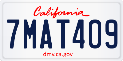 CA license plate 7MAT409
