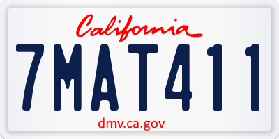 CA license plate 7MAT411