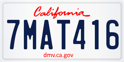 CA license plate 7MAT416