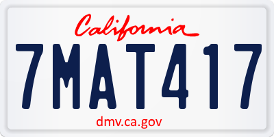 CA license plate 7MAT417