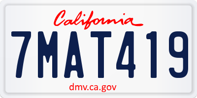 CA license plate 7MAT419