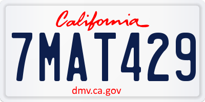 CA license plate 7MAT429