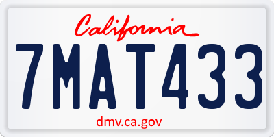 CA license plate 7MAT433