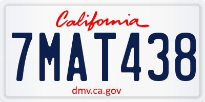 CA license plate 7MAT438