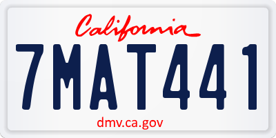 CA license plate 7MAT441