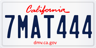 CA license plate 7MAT444