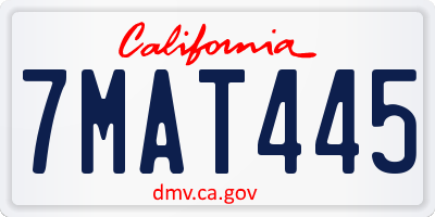 CA license plate 7MAT445