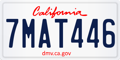 CA license plate 7MAT446