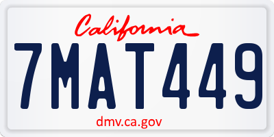CA license plate 7MAT449