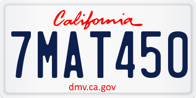 CA license plate 7MAT450