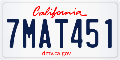 CA license plate 7MAT451