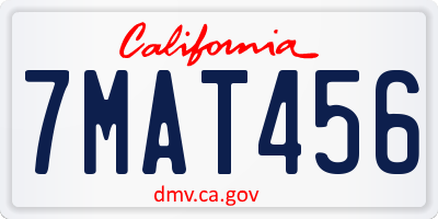 CA license plate 7MAT456