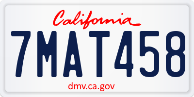 CA license plate 7MAT458