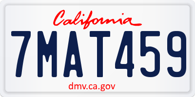 CA license plate 7MAT459