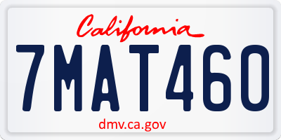 CA license plate 7MAT460