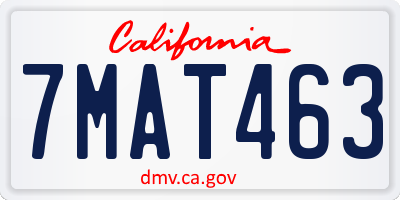 CA license plate 7MAT463