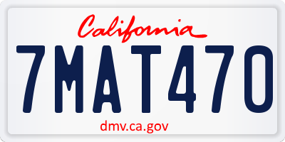 CA license plate 7MAT470