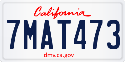 CA license plate 7MAT473