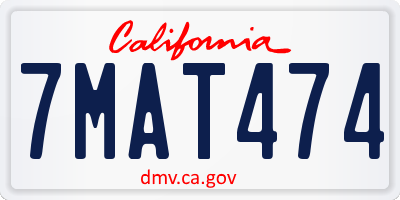 CA license plate 7MAT474